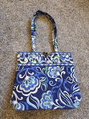 Vera Bradley Quilted Villager Tote Bag in Mediterranean Blue